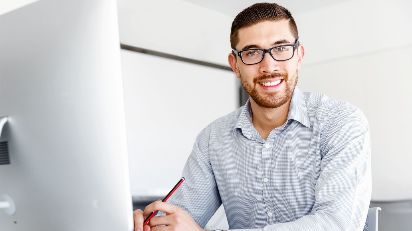 Man at computer in office