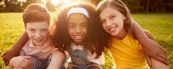 Three children in the park